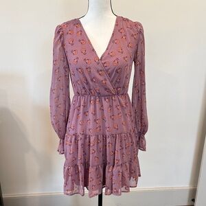 Inspired Hearts Purple Floral Dress Size Small